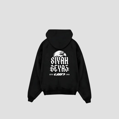 SIYAH BEYAZ - Oversized Hoodie Printegy